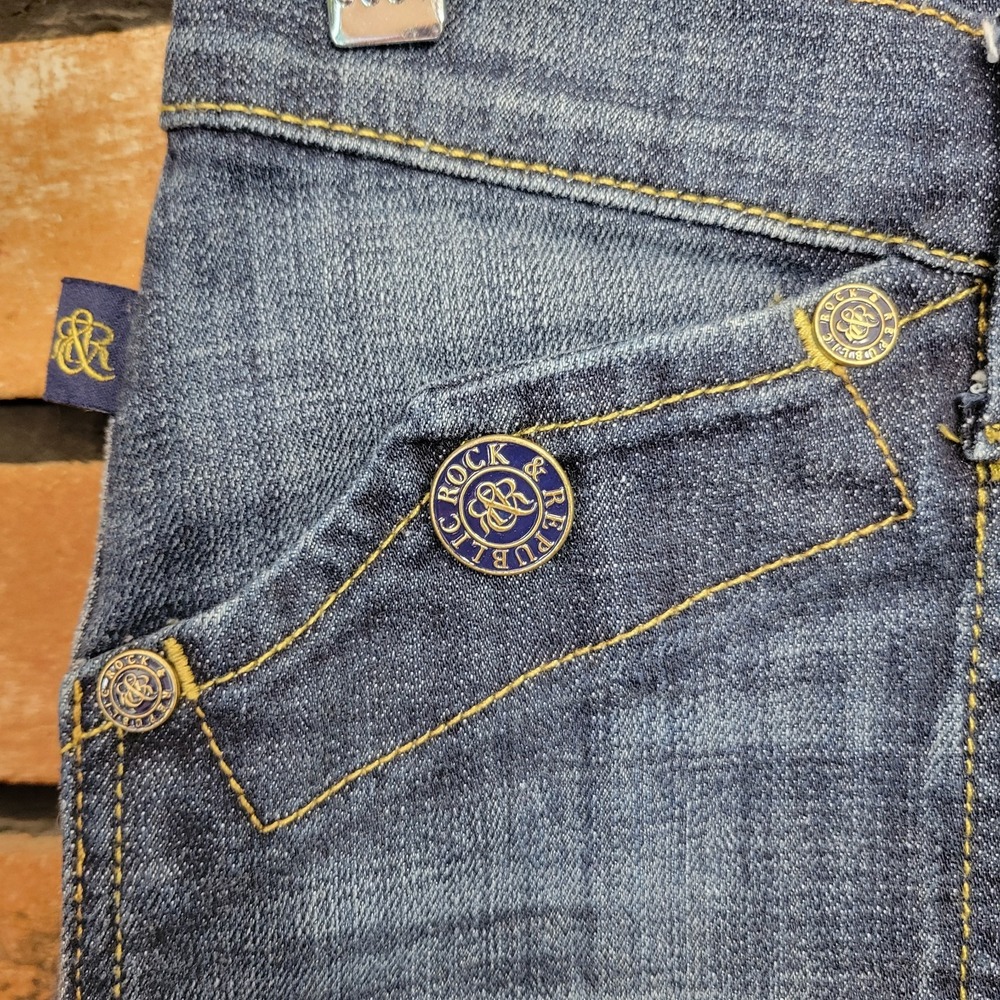 Rock & Republic Cut Off Shorts Size 2 Stinger Blue Stretch Denim Coastal Cowgirl - Picture 3 of 16